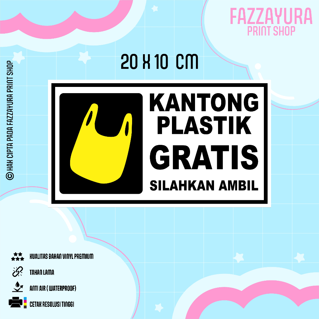 

STICKER KANTONG PLASTIK GRATIS SILAHKAN AMBIL 20 X 10 CM