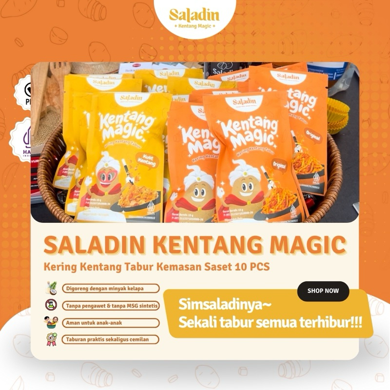 

Saladin Kentang Magic Saset 10 pcs – Original & Kulit Kentang | Cemilan & Taburan Praktis