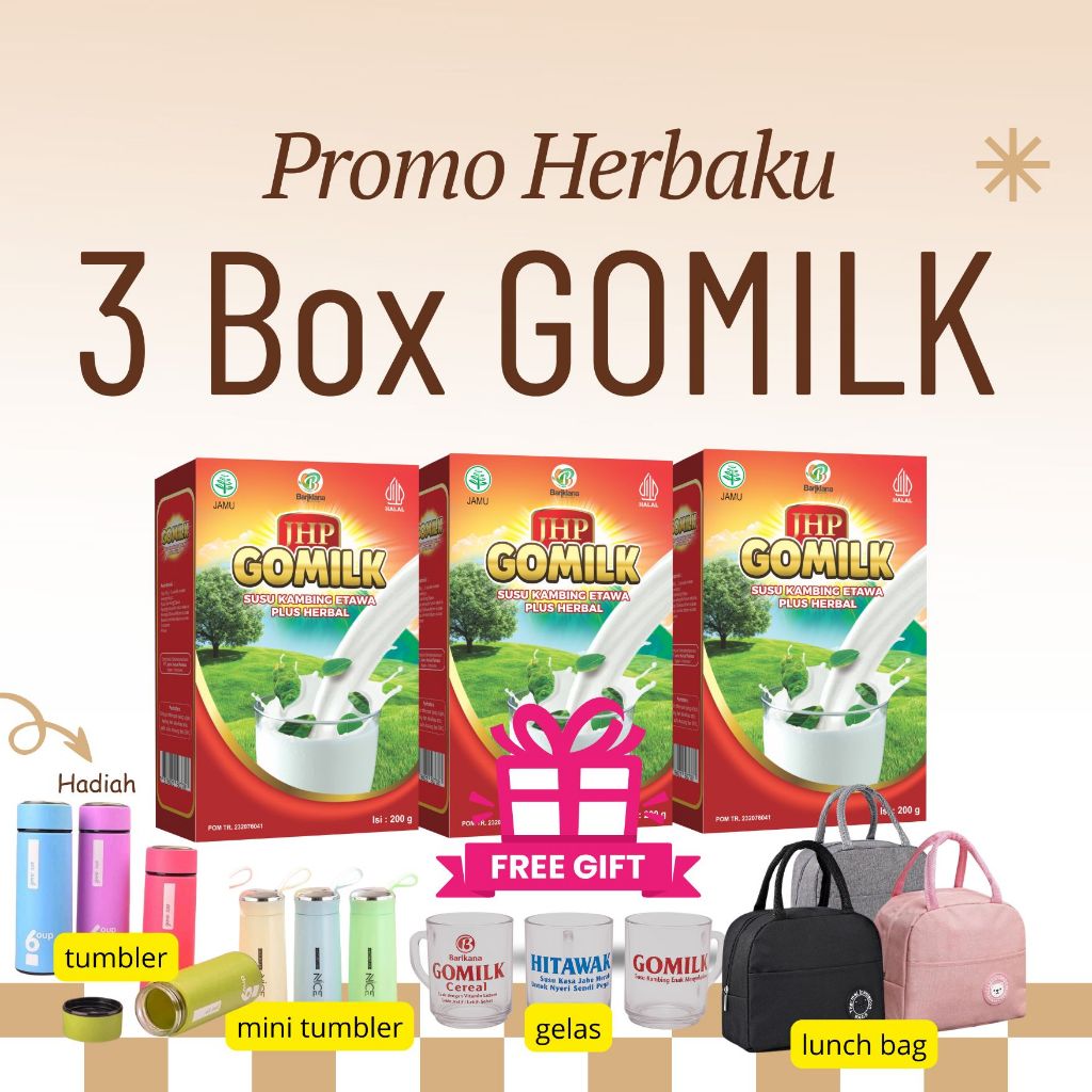 

PAKET 3 BOX GOMILK SUSU KAMBING ETAWA PLUS HERBAL DAUN KELOR MENGKUDU DAUN SALAM GRATIS HADIAH