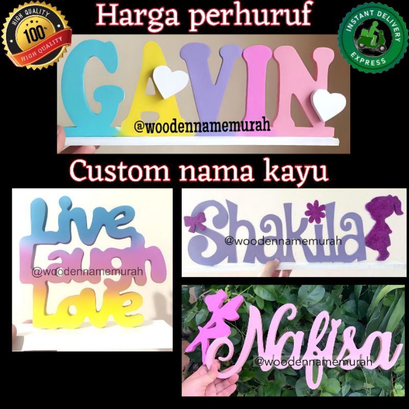 Custom Nama Kayu / Huruf Timbul Kayu / Custom Logo Toko / Harga Perhuruf