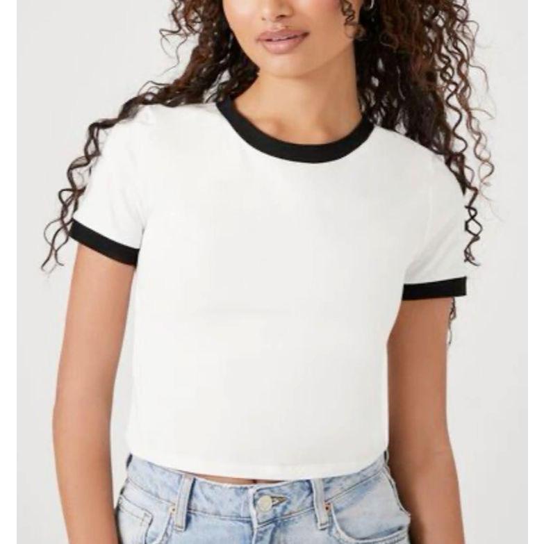 CROPTOP TEE WHITE / CROP POLOS RINGER TEE CROP CEWEK / SOFT SPANDEK TSHIRT / WHITE