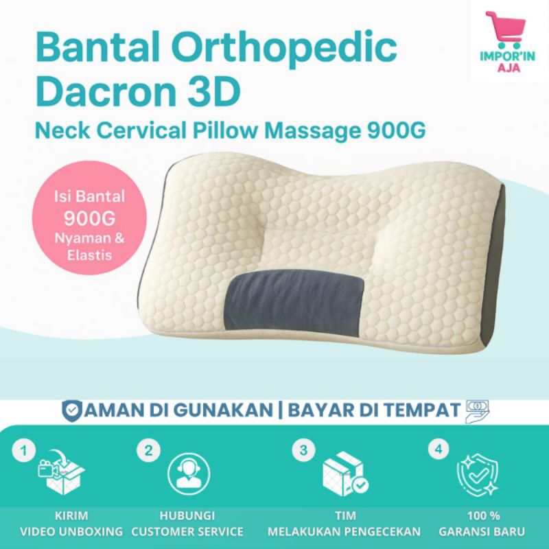 IMPOR`IN AJA  Bantal orthopedic dacron tidur nyenyak - Set Bantal terapi kesehatan leher ergonomis