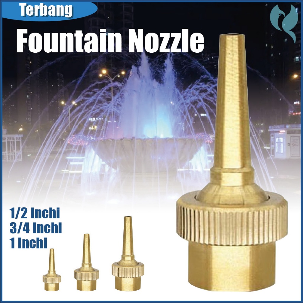 1, 1/2, 3/4 Inchi Nosel Air Mancur Kolam Kepala Air Mancur Nozzle Air Mancur Kolam Ikan Bahan Kuning