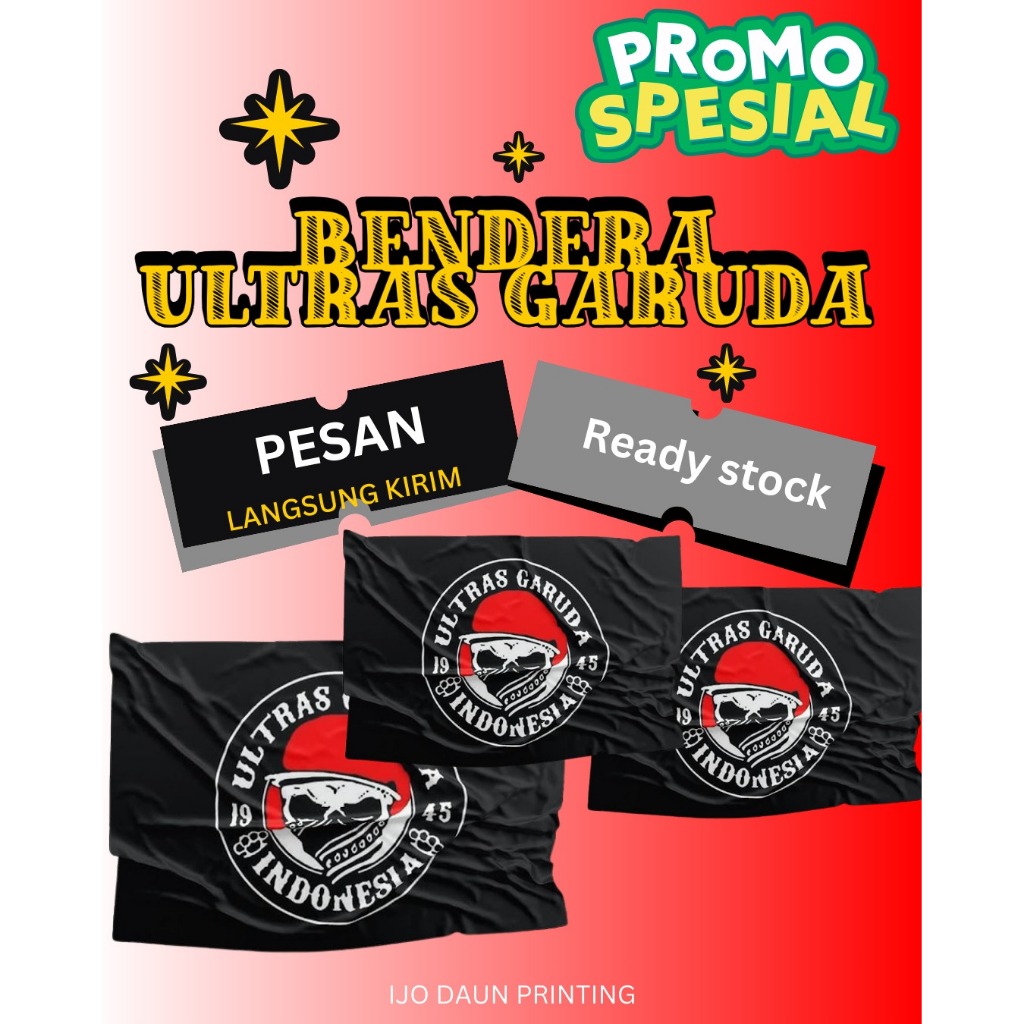 Bendera Ultras Garuda Ready Stock Bisa Custom Full Printing - Cetak