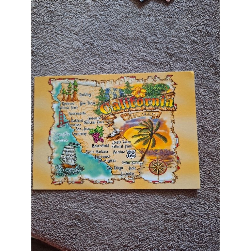 

kartu Pos peta california/Usa map postcard