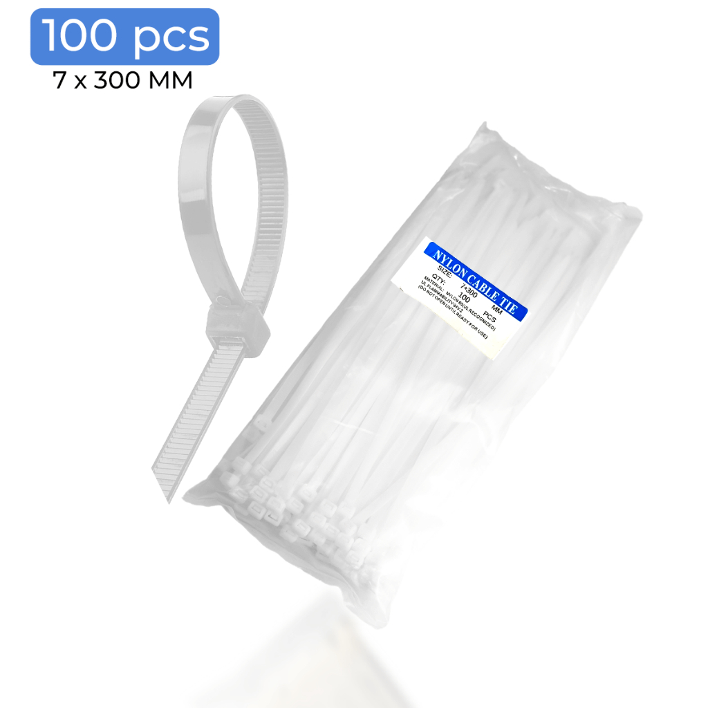 

White Cable Tie 7x300 MM Bahan Nylon 100 Pcs Anti Slip Dan Multifungsi Pengikat Kabel Warna Putih