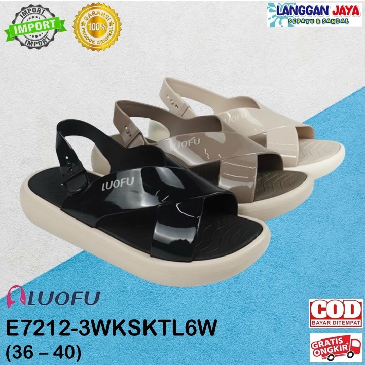 LUOFU E 7212 - 3WKSKTL6W (36-40) - Sendal Karet Wanita | Tali Belakang | Luofu Bandung Original