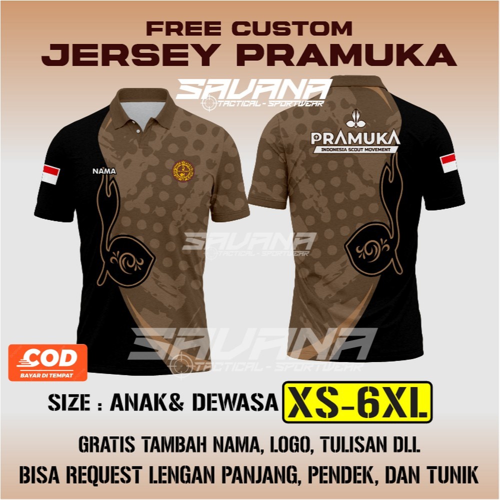 SAVANA - Jersey PRAMUKA Vnek / Panjang / Berkerah / tunik  printing penggalang pdh pdl custom / baju