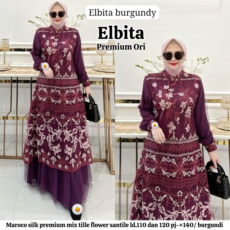 Model gaun brokat tile bordir kombi pesta kondangan