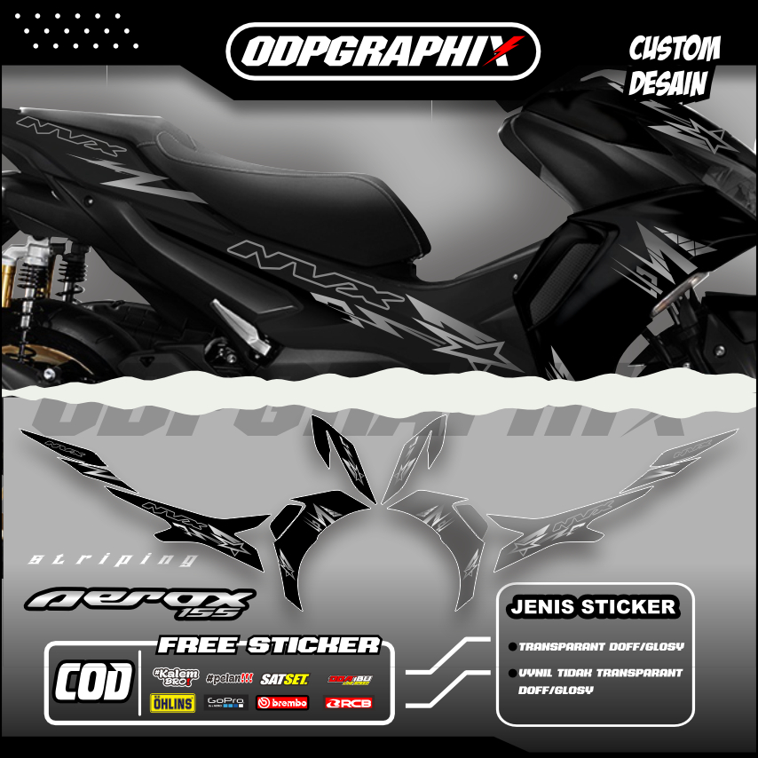 STIKER STRIPING TRANSPARAN AEROX NEW 155 FACELIFT LIS STICKER UV BAHAN MAX DECAL PREMIUM WARNA BIRRU