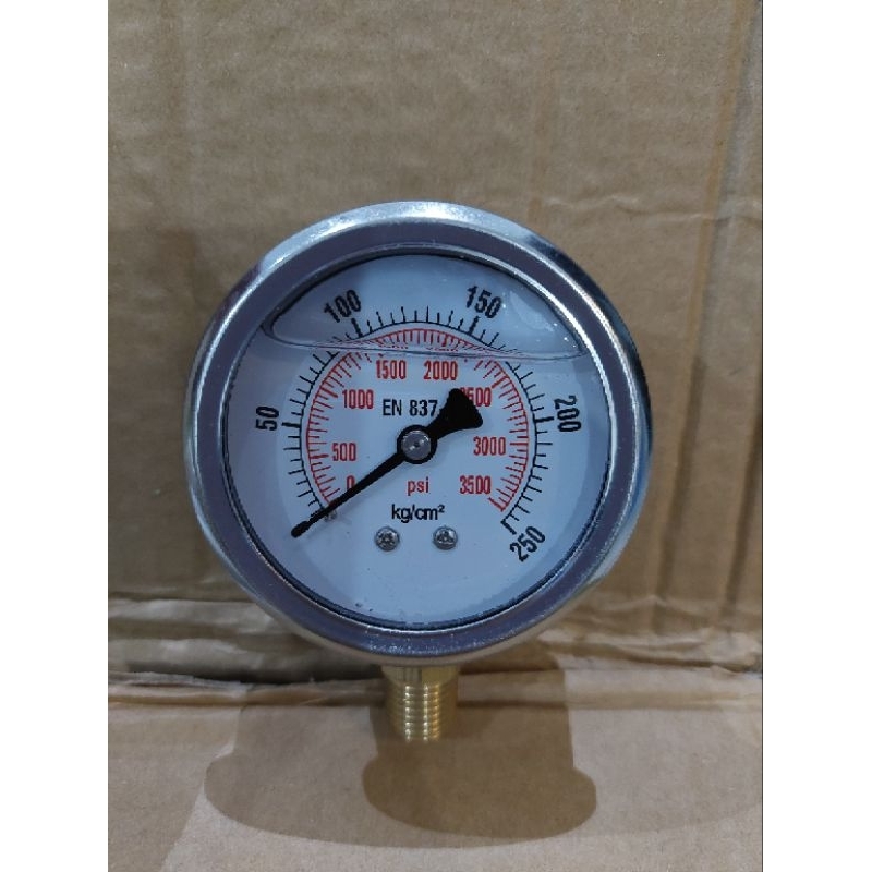 pressure gauge manometer 2.5 inch 250 kg bar 3500 psi minyak gliserin bottom raket untuk minyak / hy