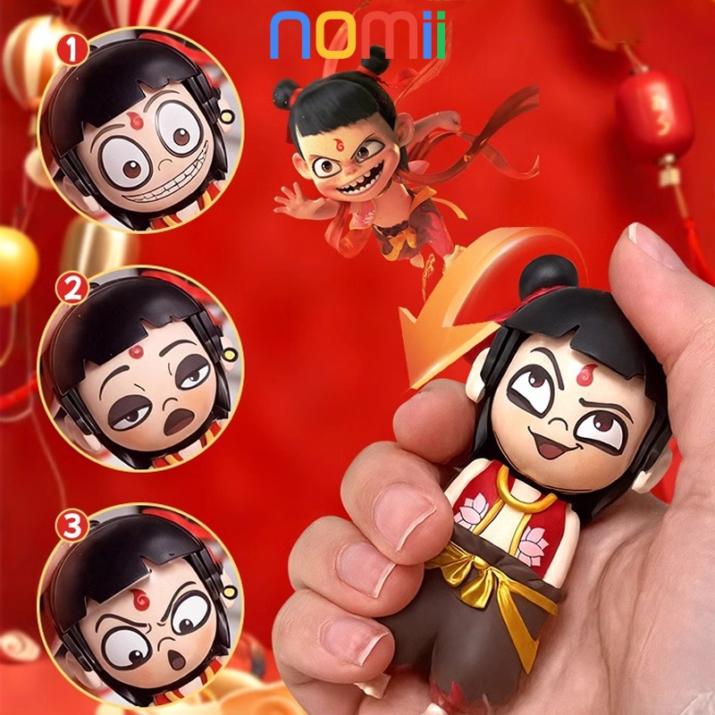 Action Figure NEZHA 4 Muka Berubah Mainan NEZHA 2 Muka Berubah yang Dapat Ditekan Ornamen NEZHA