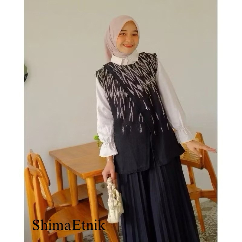 vest trista batik tenun wanita, vest wanita, rompi tenun, rompi tenun elegan, rompi batik wanita