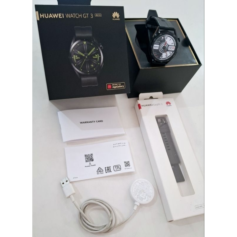 Huawei Watch GT 3 46mm Black Mulus Fullset Bonus Strap Ori Huawei EasyFit2 Smartwatch/ Huawei Gt Sec