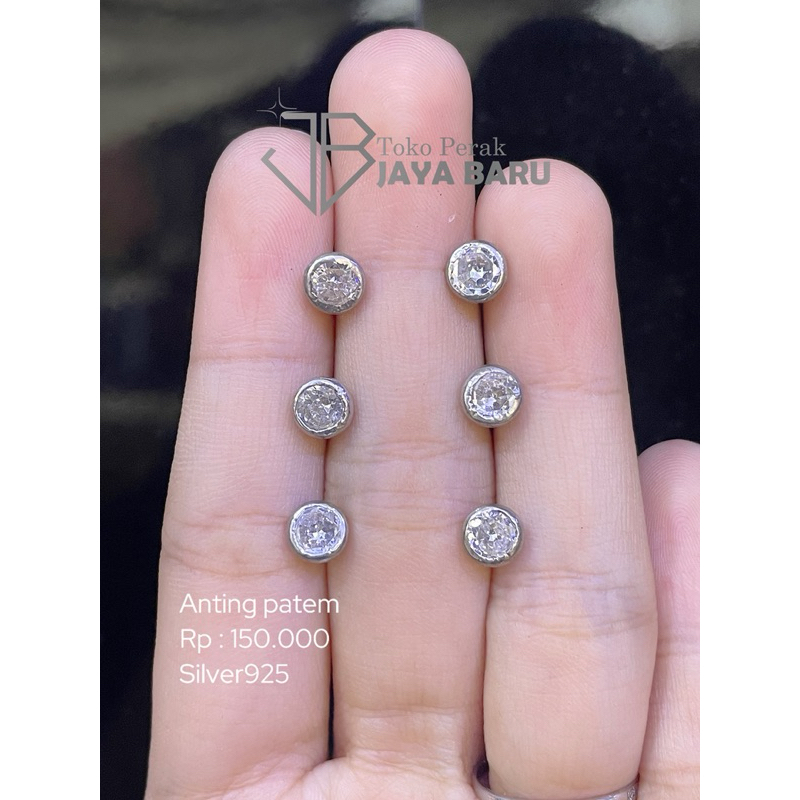 Anting Patem Bulat mt Besar silver925