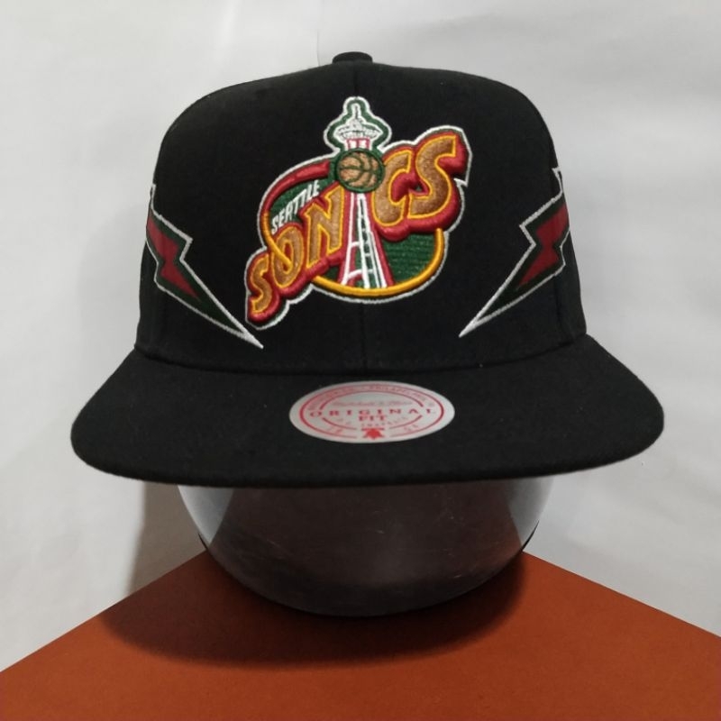 Topi Mitchell & Ness Original 100% NBA Seattle Supersonics Double Trouble HWC Black New