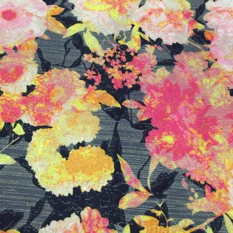 Kain Jacquard Motif Abstrak Floral Soft Pink Biru (1M) (Alta Moda)
