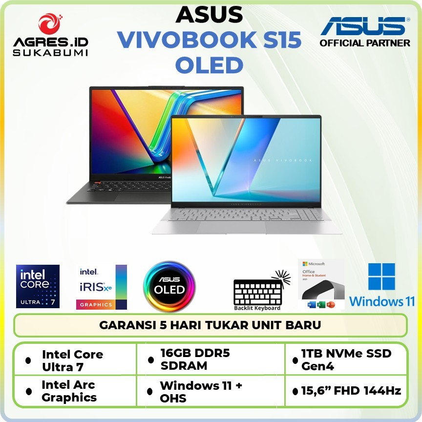 NEW LAPTOP ASUS VIVOBOOK S15 OLED S5506MA ULTRA 7 155H 16GB 1TB WINDOWS 11 15.6QHD IPS 3K 120HZ