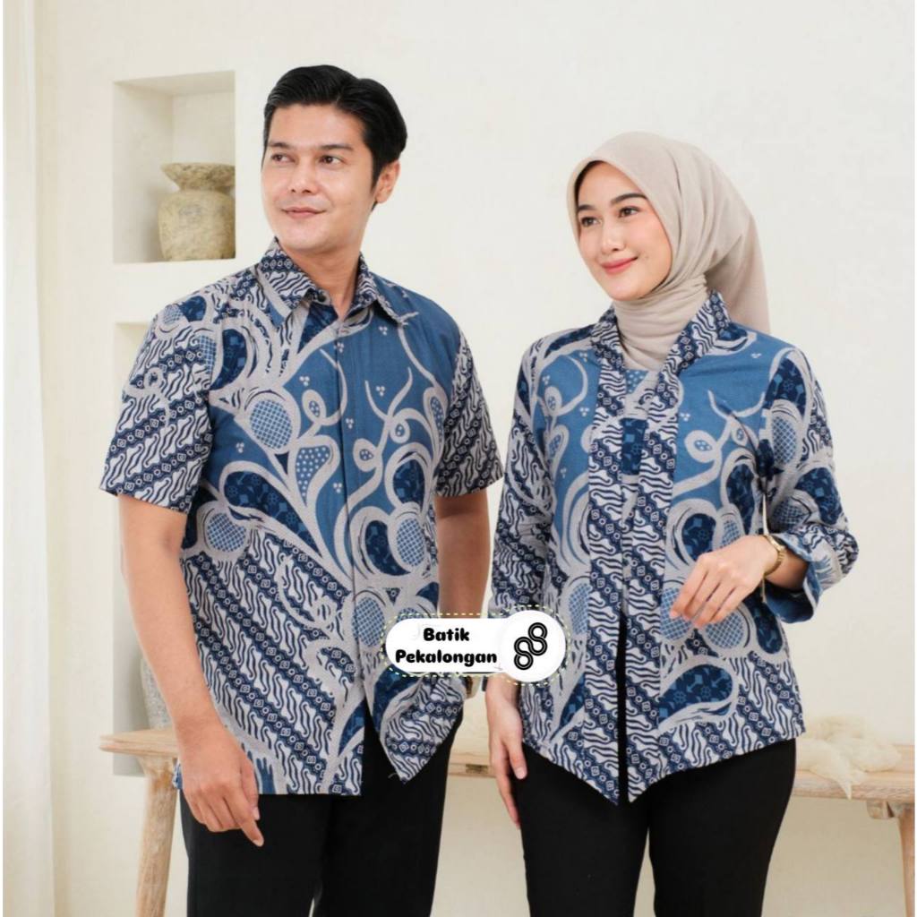 BATIK PEKALONGAN 88 - Couple Hem & Blouse Kebaya Batik Bahan Katun Prima Atasan Kerja Seragam NB