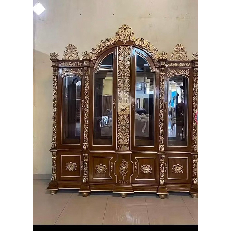 Bufet Pajangan 4 Pintu Custom Ukir Kayu Jati