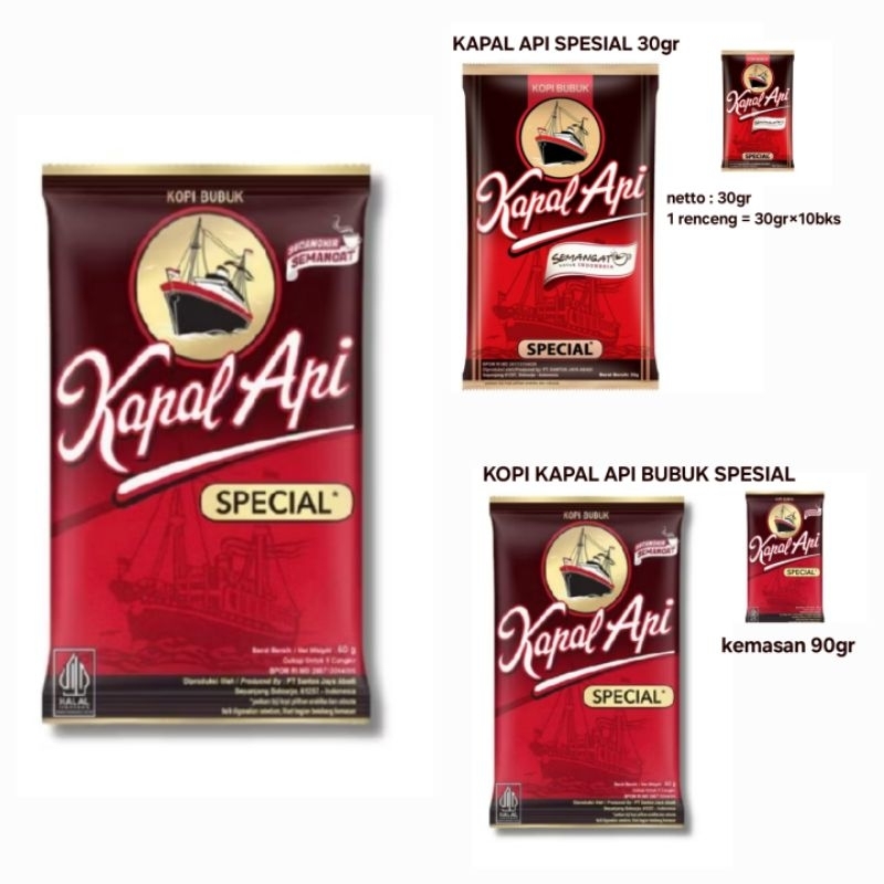 

kopi bubuk kapal api special kemasan renceng 60gr/ 30gr×1sachet