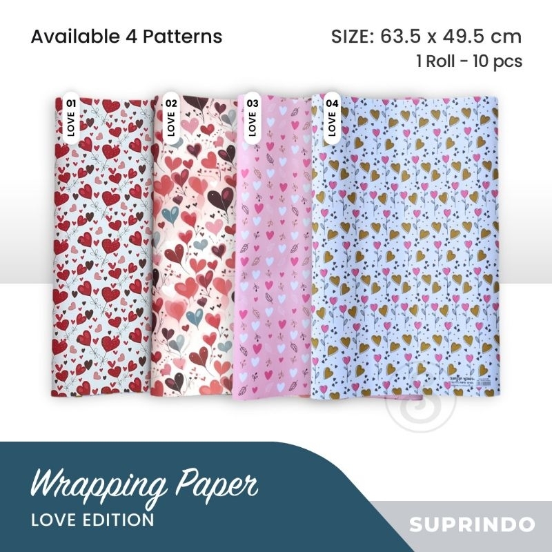 

VINDO KERTAS KADO MOTIF LOVE 1 ROLL (10 LEMBAR)