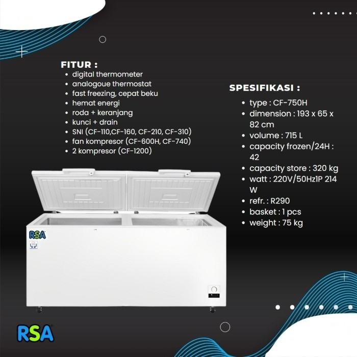 RSA CHEST FREEZER CF-750H Chest Freezer RSA CF-750H / Freezer Box RSA