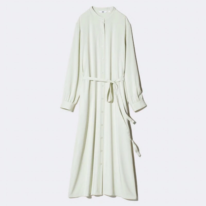 UNIQLO Women Shirt Dress Gaun Kemeja Rayon Wanita Lengan Panjang