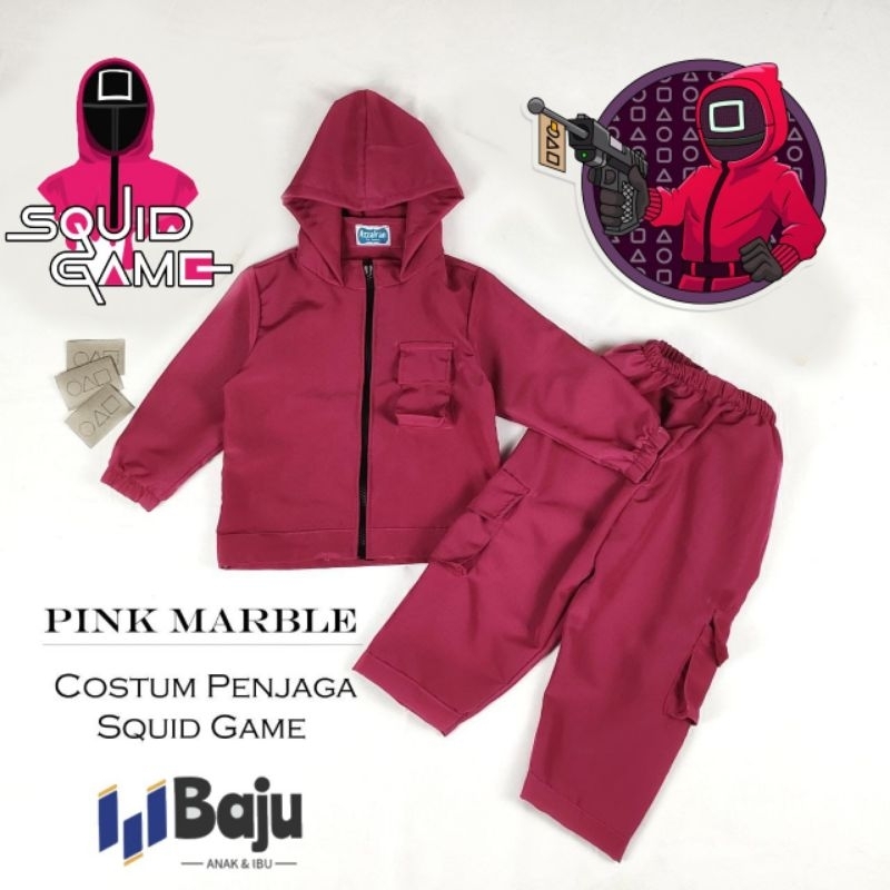 Kostum Penjaga Squid Game | Kostum Penjaga Squid Game Anak | Baju Squid Game | Baju Olahraga Anak | 