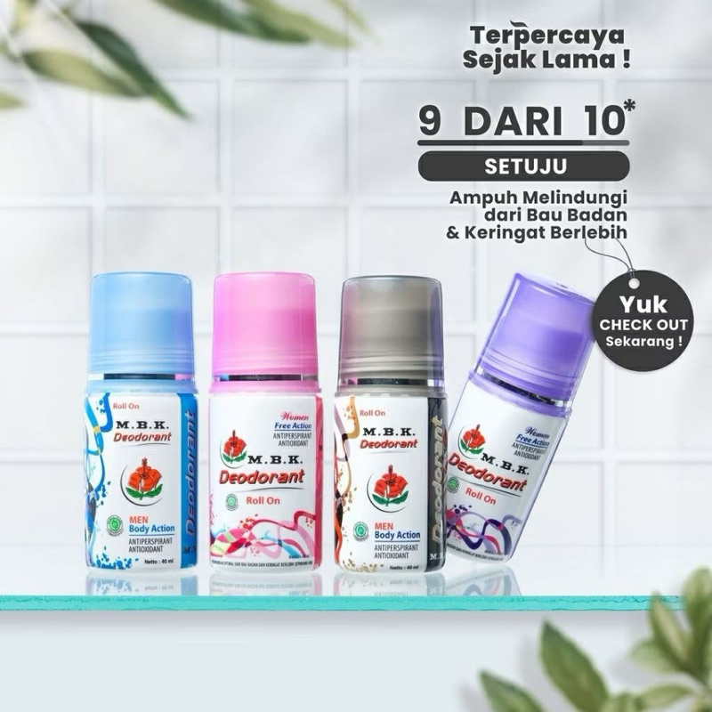M.B.K Series MBK | Deodorant Roll On 40 ml | Bedak Sachet 13.6 gr | Deodorant Roll-on | Penghilang B
