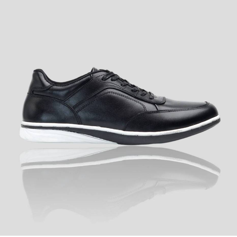 GREATA Reinier Black Sepatu Sneakers Casual Kulit Asli Pria