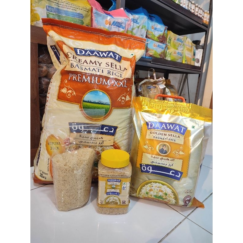 

Beras Basmati DAAWAT Golden Sella tersedia 1kg, 5kg & 25kg Dijamin Asli