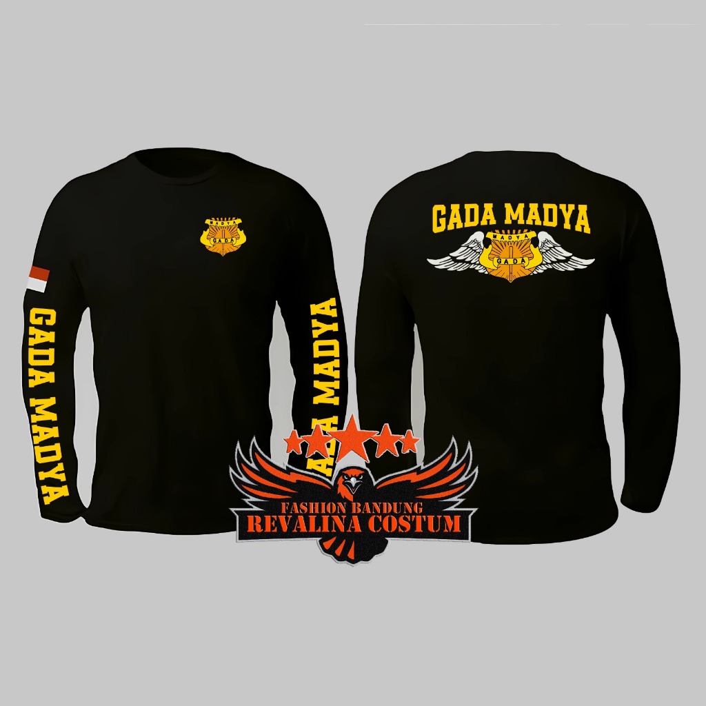 KAOS ATASAN GADA MADYA / T-SHIRT SECURITY / SATPAM / LENGAN PANJANG / LENGAN PENDEK WARNA HITAM