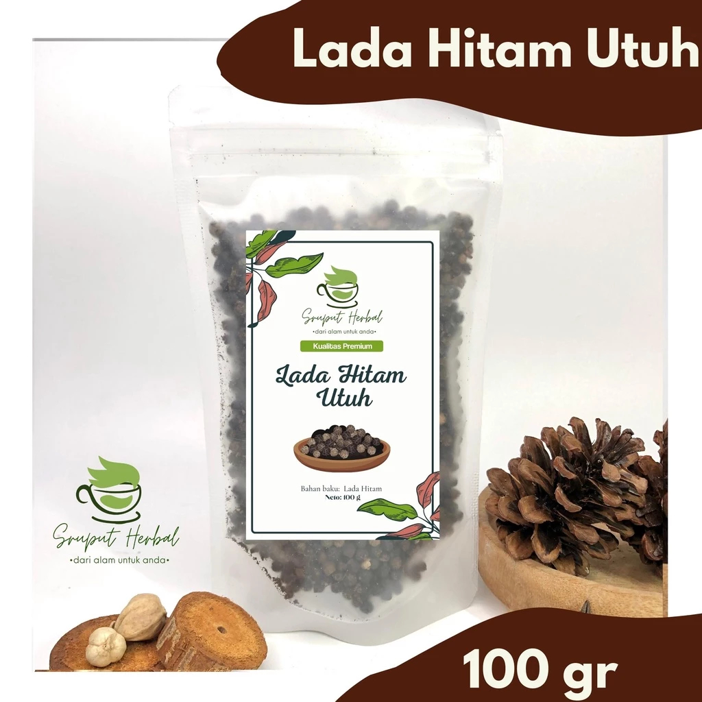 

100gr Lada Hitam Butir Utuh Whole Black Pepper Biji Merica Hitam Premium Berkualitas JSR Sruput Herbal