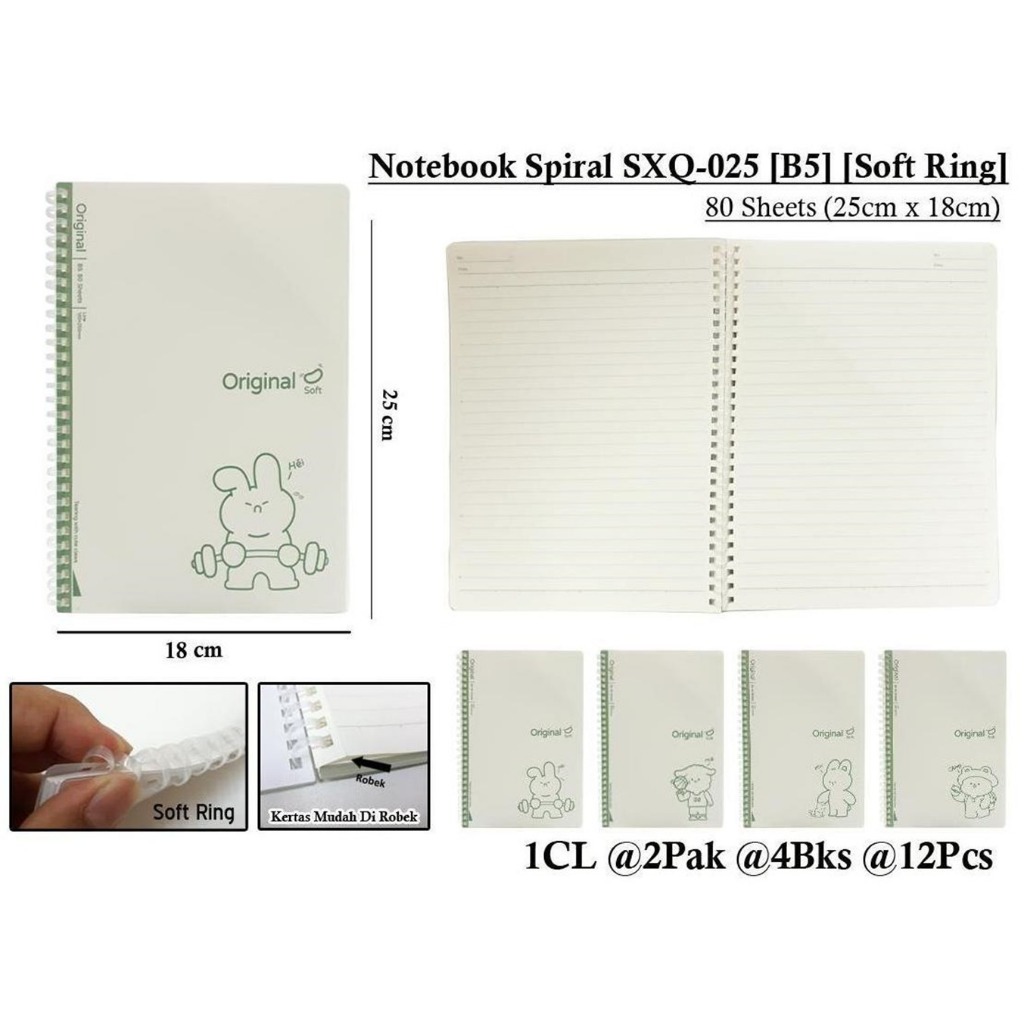 

Wengu Notebook Sprial Soft Ring - Buku Spiral 80 Lembar Ukuran B5 - SXQ