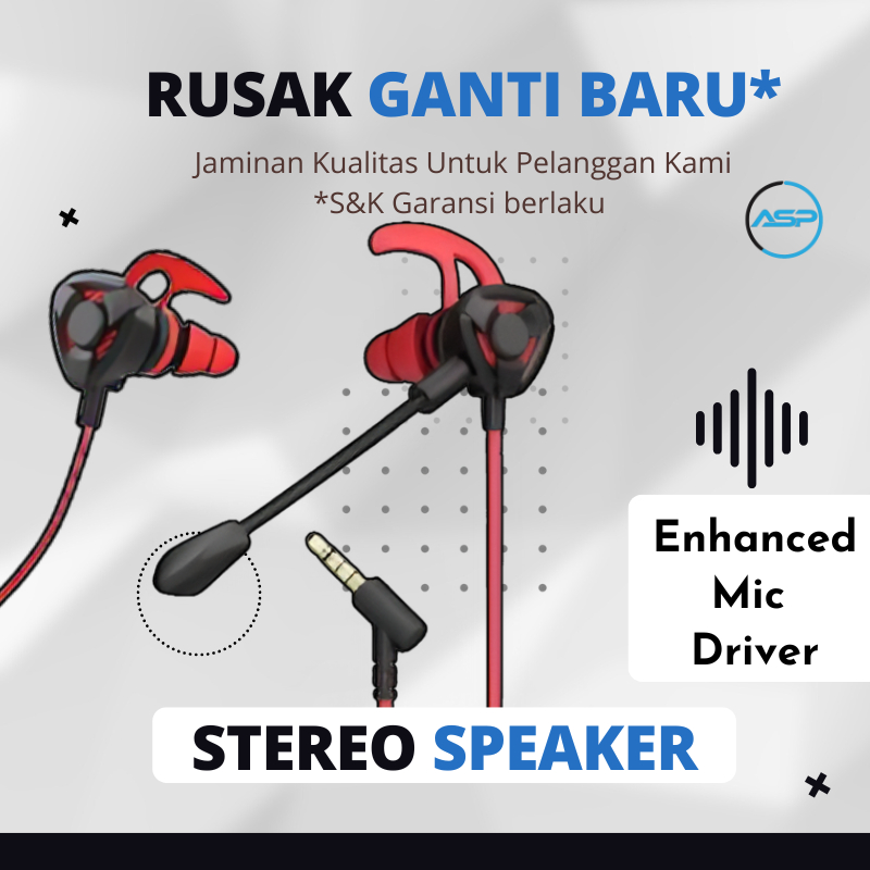 Earphone Gaming Vgen Headset Kabel Stereo Extra Bass Original Handsfree Universal