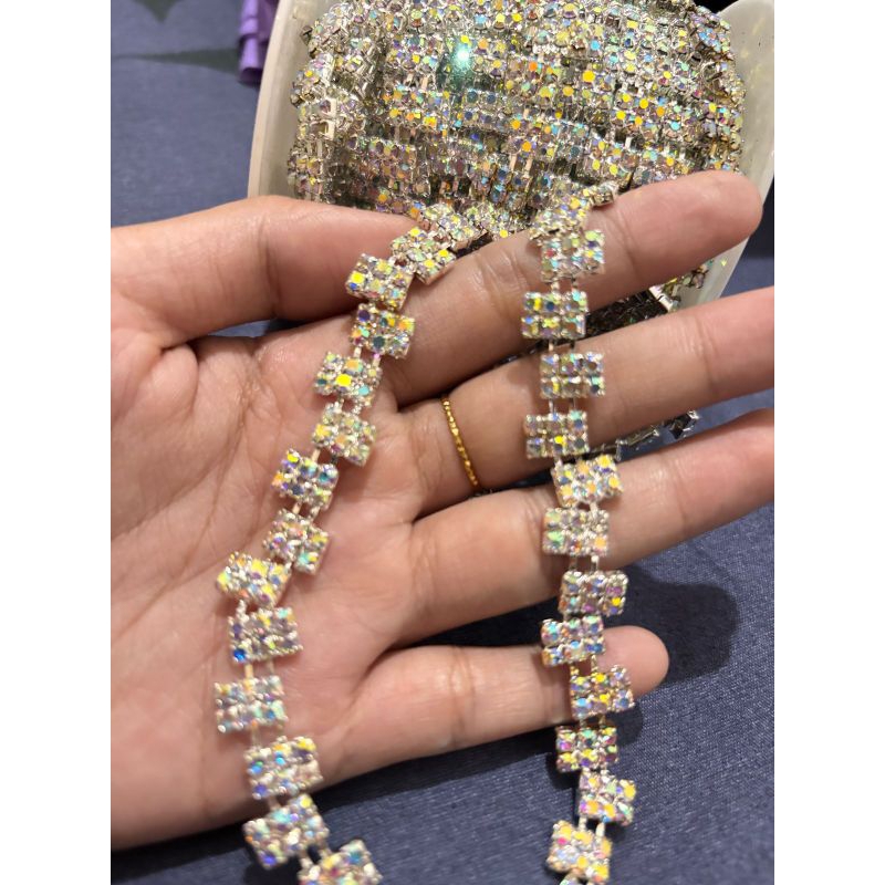 Aksesoris Payet Meteran/Payet Rangkai Swarovski/Batu Rangkai Payet harga per 10cm