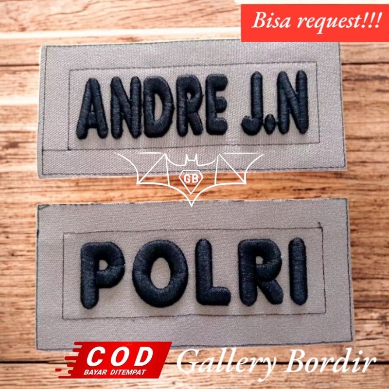 bordir nama polri timbul 3d