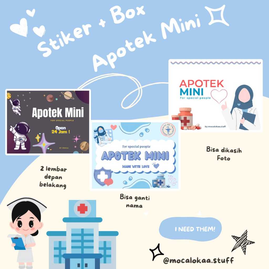 STIKER + BOX APOTEK MINI / Sticker Apotek Mini
