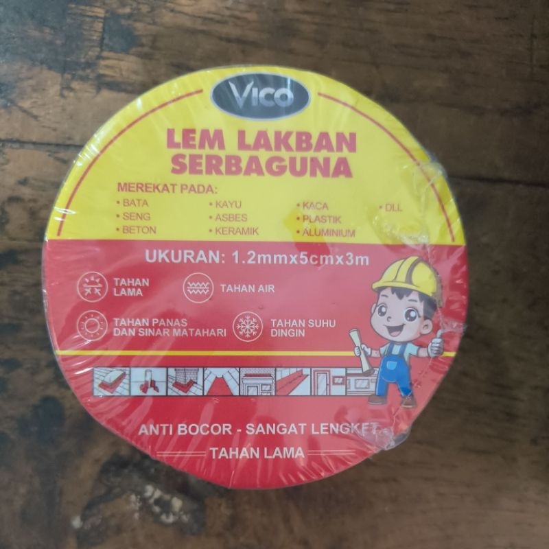 Lakban Anti Bocor Lem Perekat Tambal Pipa Air Talang Karpet Vico  3 Meter