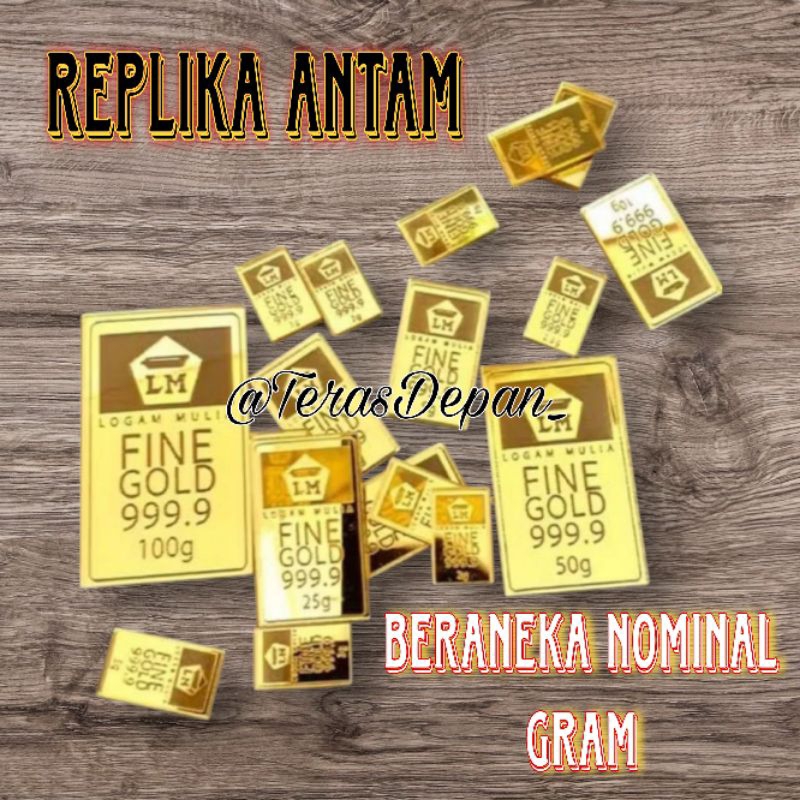 Replika Emas Logam Mulia LM Antam Aksesoris Mahar Seserahan Dekorasi Mahar Emas Mainan