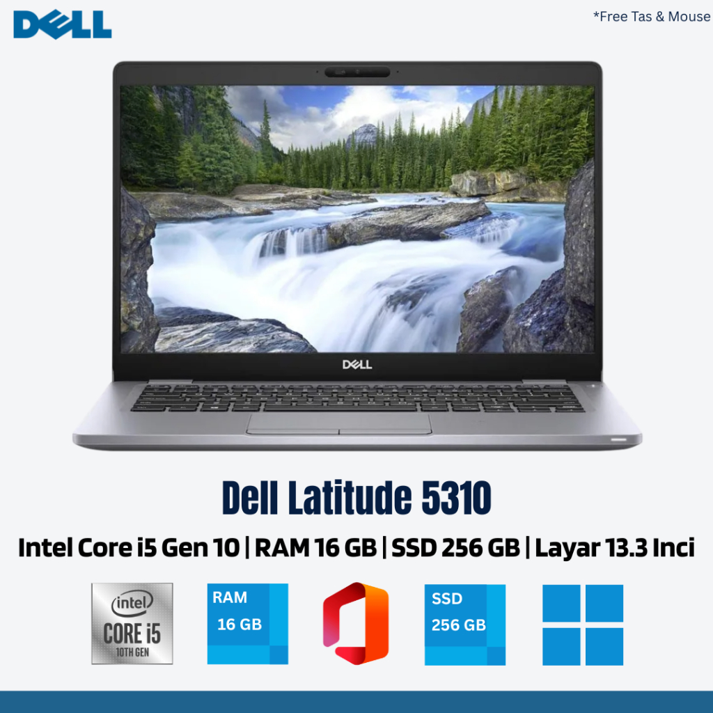 Laptop Dell Latitude 5310 Intel Core i5 Gen 10 | RAM 16 GB SSD 256 Layar 13.3 Inci