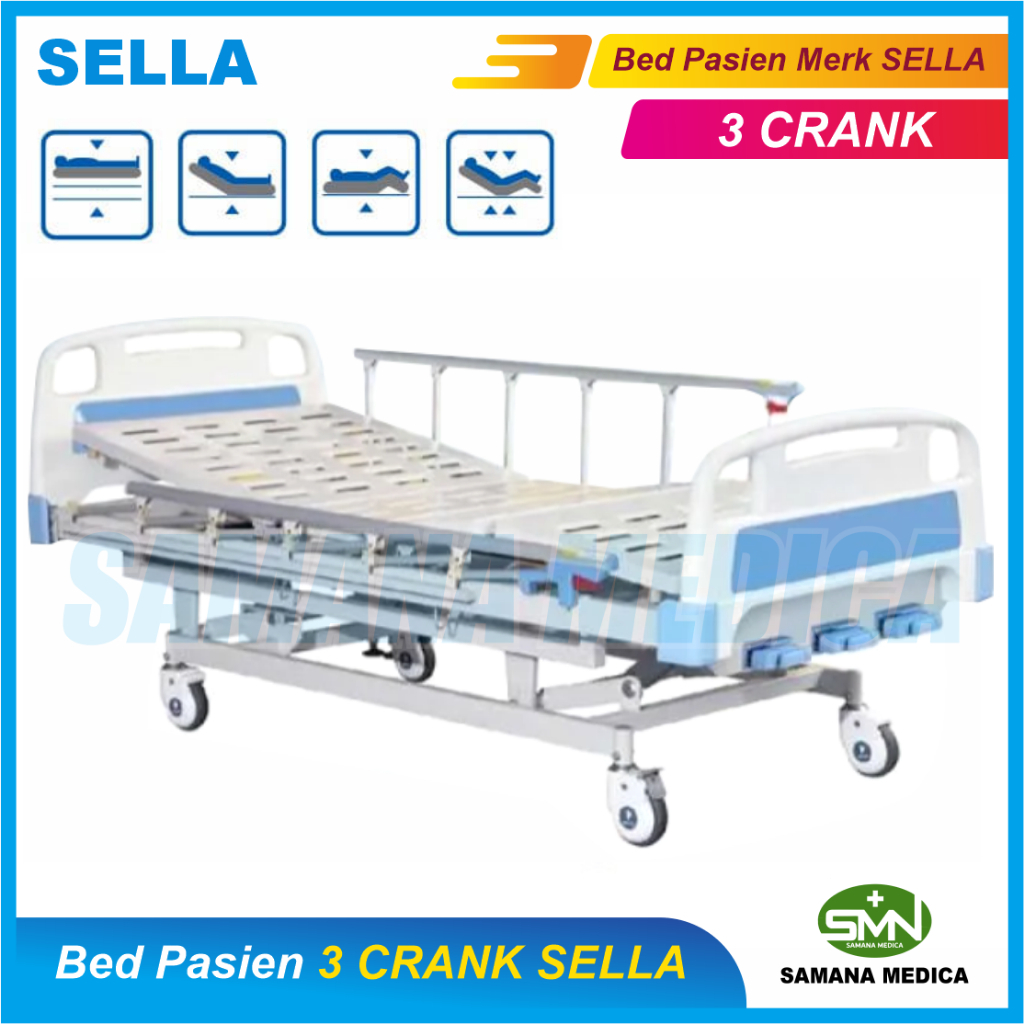 BED PASIEN 3 CRANK / Ranjang / Tempat Tidur Pasien 3 Crank SELLA