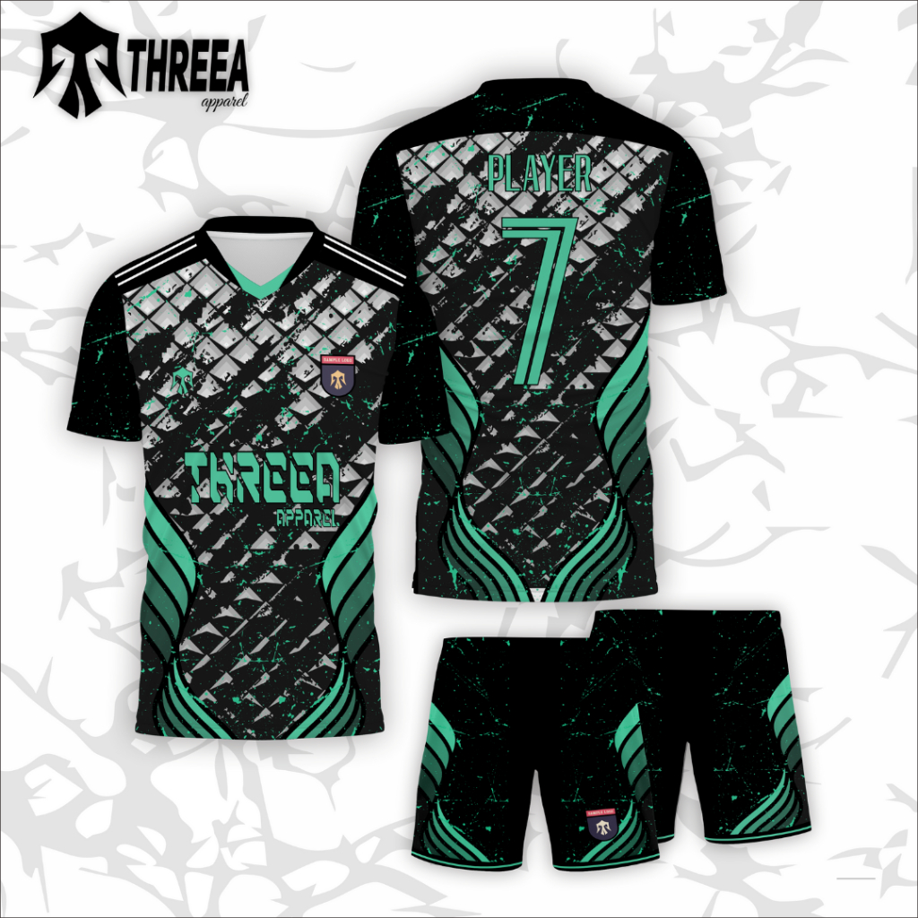 JERSEY FULL PRINTING HITAM HIJAU / JERSEY SEPAK BOLA / JERSEY FUTSAL / JERSEY CUSTOM