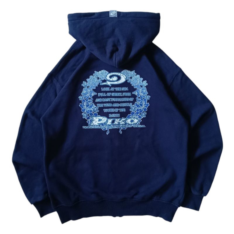 Y2k Zipper Hoodie Navy - by Piko Hawaiian Longboard Wear