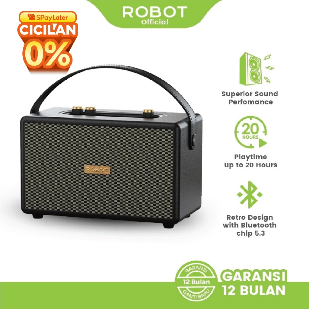 ROBOT Speaker Bluetooth RB80 Speaker Retro Bluetooth 5.3 Original - Garansi 1 Tahun