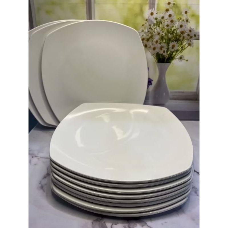 PIRING PRASMANAN KOTAK CEPER MELAMIN/PIRING SAJI/PUTIH POLOS