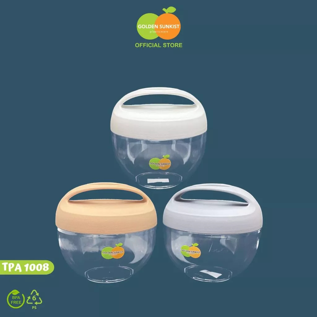 Golden Sunkist Lusinan (12Pcs) Toples Kacang Plastik Bening / Toples Kue Plastik Bulat Mulya Jaya