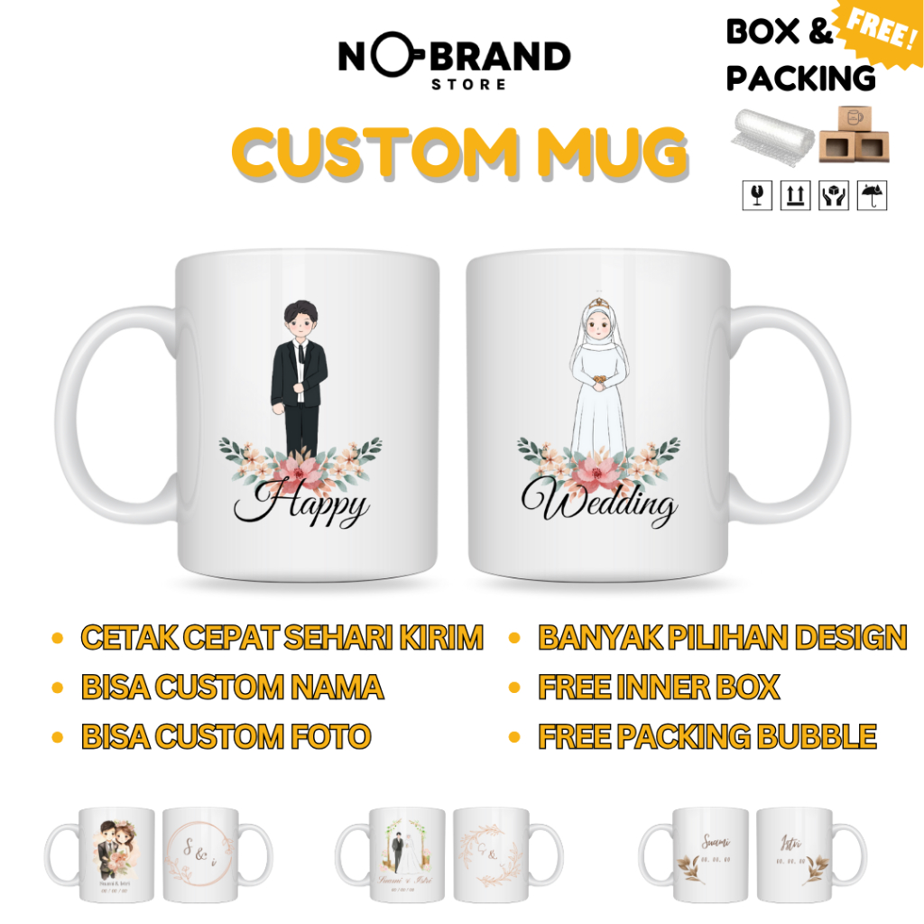 MUG SOUVENIR WEEDING MUG PERNIKAHAN MUG CUSTOM KARAKTER