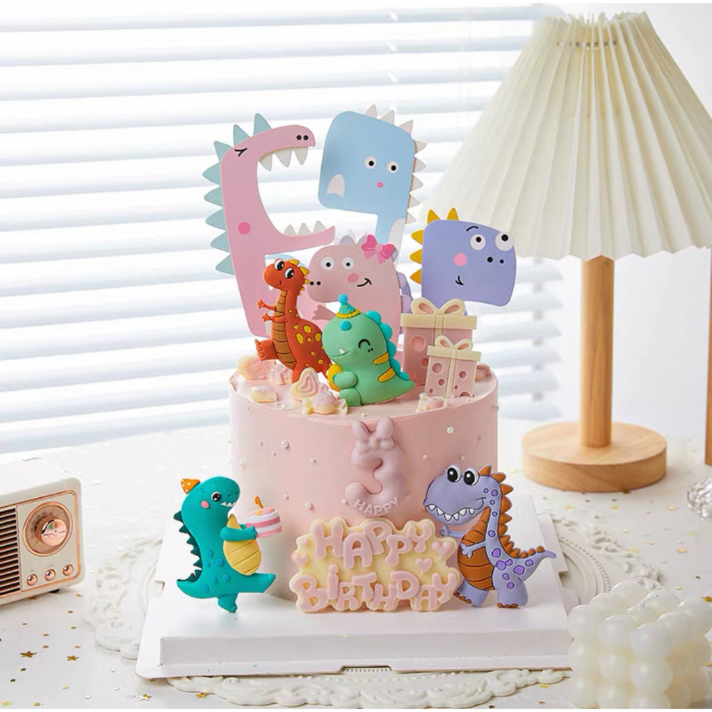 

Topper Dino Dinosaurus Pink Biru Hiasan Dekorasi Kue Ulang Tahun Happy Birthday Bday Cake